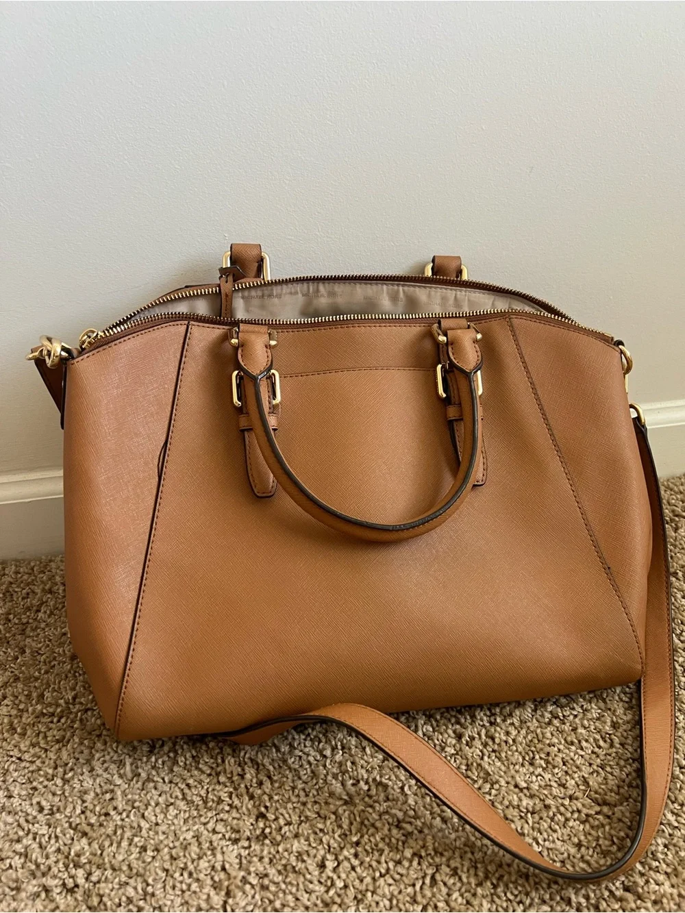 Michael Kors Cognac Brown Leather Purse & Matching Wallet - Picture 8 of 11